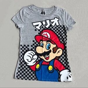 Japanese Super Mario T-shirt Cotton Gray Size Medium